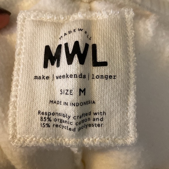 Madewell MWL Betterterry sweatpant in antique white size M, good used condition - Picture 7 of 8